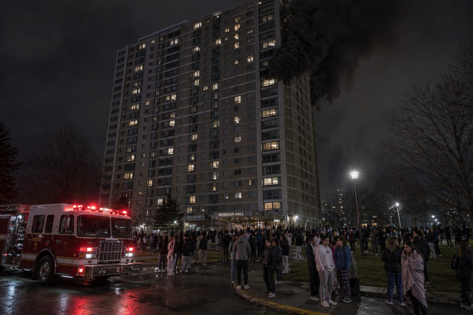Mid-rise apartment fire with occupant evacuation