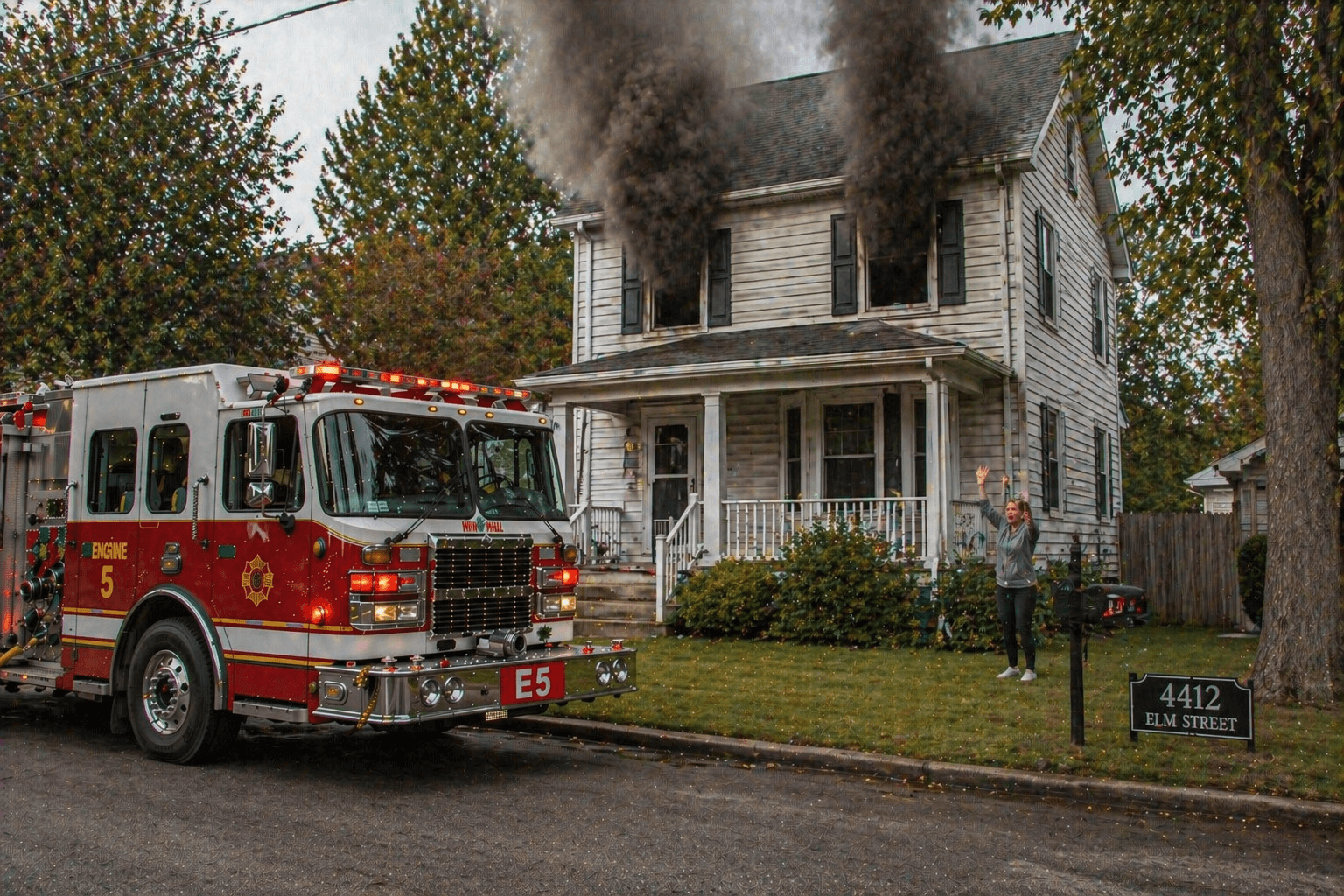 Two-story single-family residential working fire scenario